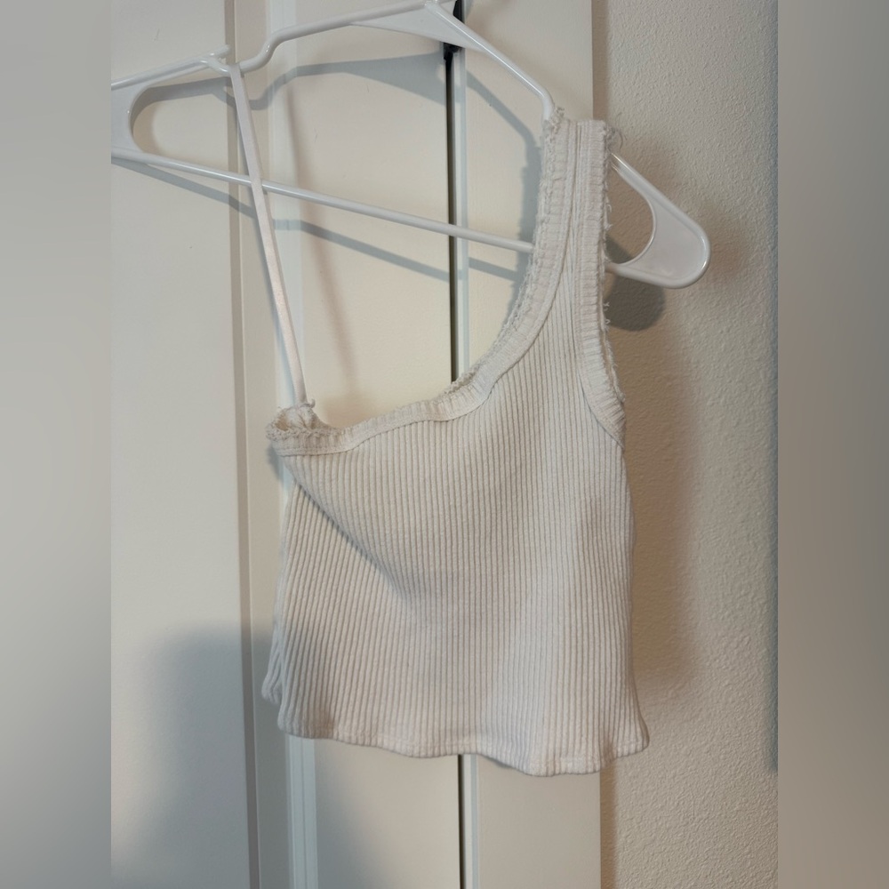 Urban Outfitters Cream Ribbed Crop Top